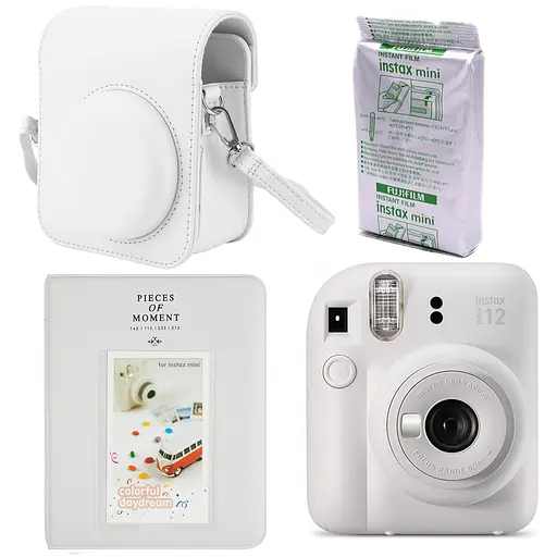 Набор камера Fujifilm Instax Mini 12, Фотобумага 10шт, Чехол, Фотоальбом 64 фото Белый - фото 1