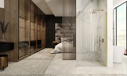 Душова стінка Rea Aero 120 brushed gold REA-K4702, прозорий, золотий - фото 5