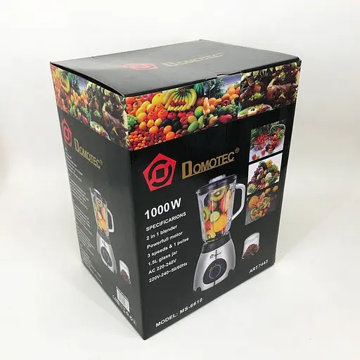 Стаціонарний блендер з кавомолкою Domotec MS-6610 для коктейлів 1.5л 1000Вт Срібний/Чорний - фото 5
