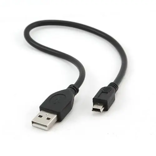 Кабель USB 2.0 AM – miniUSB (5P), 30 см, черный, Cablexpert (CCP-USB2-AM5P-1) - фото 1