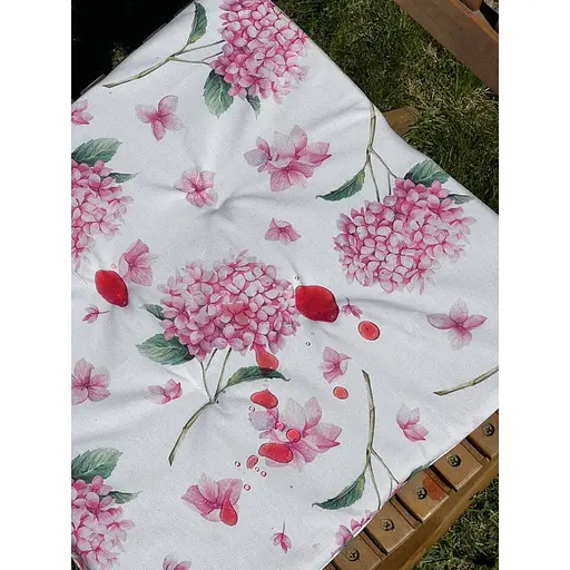 Водоотталкивающая подушка для стула с 3D принтом Гортензия 40х40 см розовая 2 шт. - фото 7