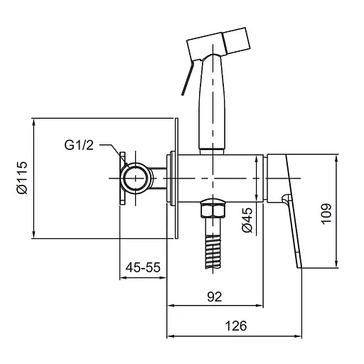 Гигиенический душ скрытого монтажа Koer KI-23016-02 KR4793, Нержавеющая сталь - фото 2