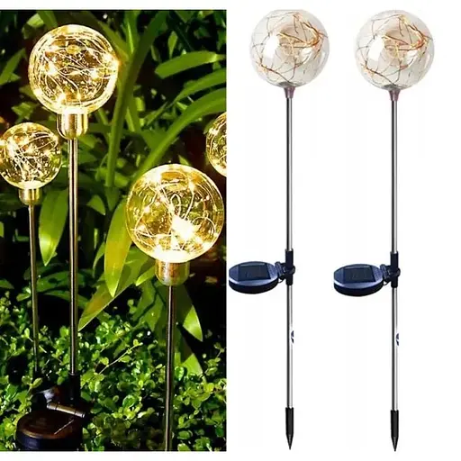 Ліхтарі Sun Lamp садові на сонячних батареях врізні 20LED куль 2 шт