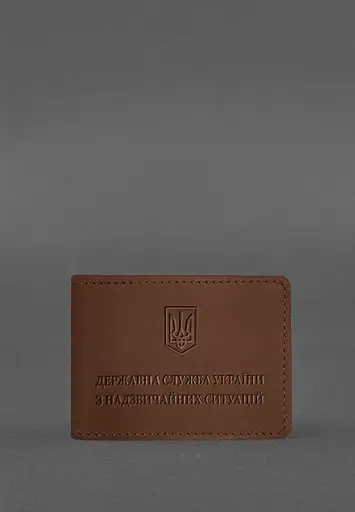 Кожаная обложка на удостоверение Государственной службы Украины по чрезвычайным ситуациям (ГСЧС) светло-коричневая Crazy Horse - фото 2