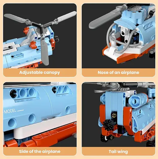 Конструктор вертоліт Mould King  Tandem Rotor Helicopter з тандемним ротором авіація 270 деталей - фото 6