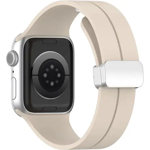 Ремешок DK для Apple Watch 38mm (Series 1 / 2 / 3) Silicone Sport Magnetic (017247) (ivory / silver) - фото 2