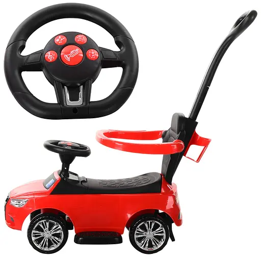 Каталка-толокар Bambi M 3503A-3 з батьківською ручкою та музикою для малюка червона - фото 5