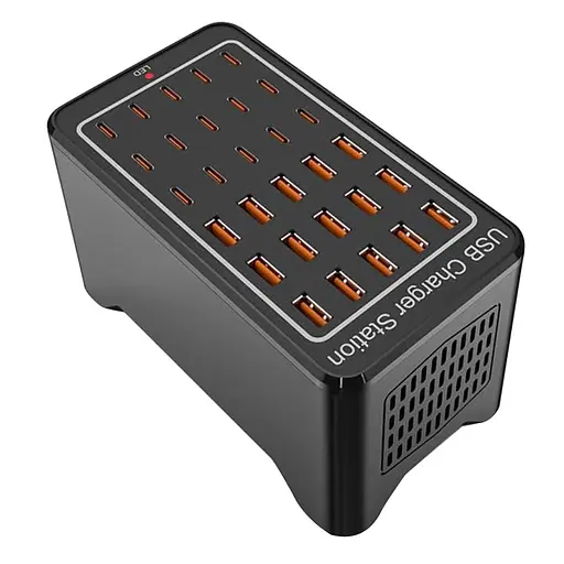 Зарядна станція ILEPO багатопортова на 15 USB портів + 15 Type-C 150 Вт / мережевий мультизарядний пристрій (19018)