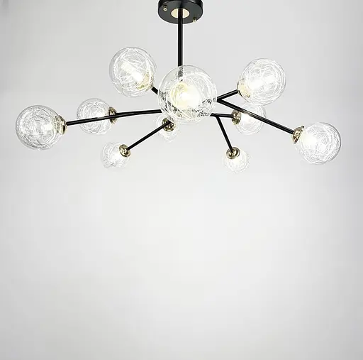 Стельова люстра в чорному корпусі на 10 ламп Line.F Колір фурнітури хром - фото 5