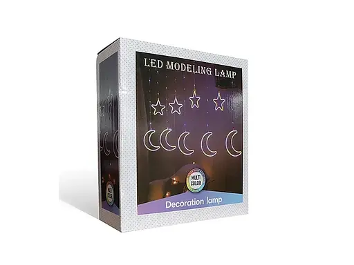 Гирлянда-штора медный провод сердца и луны 3м на 1м RGB сеть 220В Разноцветная - фото 2