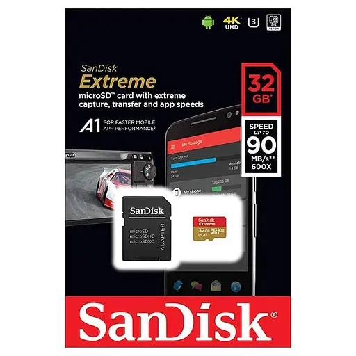 Карта памяти MicroSD SanDisk 32 GB Extreme A1 SDSQXAF-032G-GN6MA - фото 3