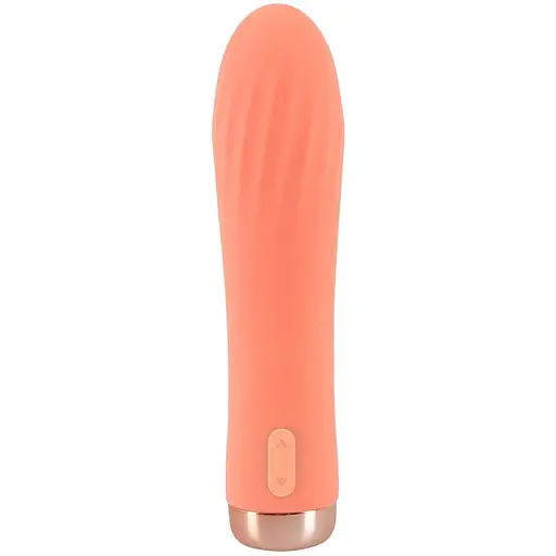Вібратор Orion Peachy Mini Ribbed 13.6 см помаранчевий