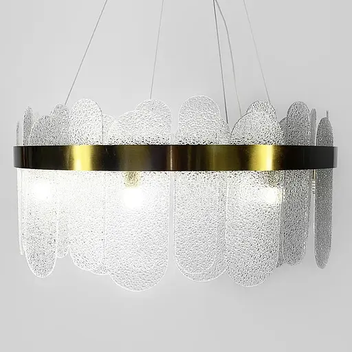 Подвесная люстра со стеклянными фактурными пластинами Ø 80 см Ст. AS129-800 AB+WT | Line F - фото 3