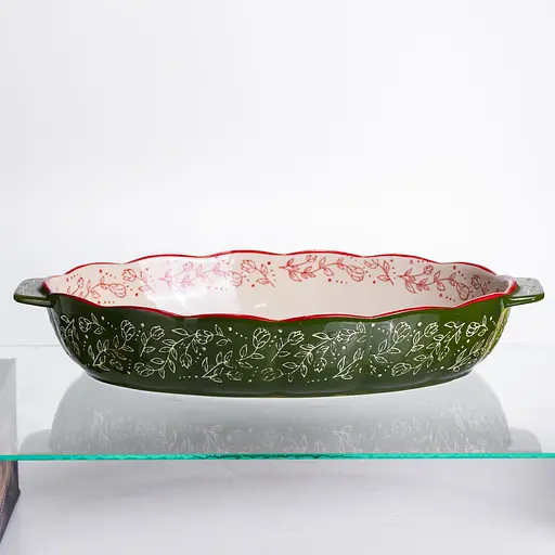Форма для запекания Vintage 40×25×6.5 (см) овальная форма для выпекания в духовке с ручками Зеленый Yiwu HM05-04 - фото 5