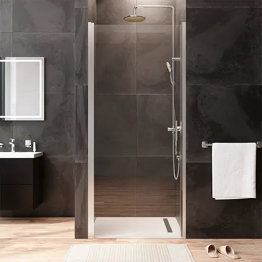 Душові двері AM.PM Gem 90x195 см скло прозоре хром матовий W90UG-090-1P-195MT, прозорий, хром матовий - фото 3