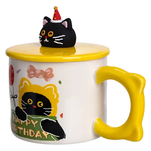 Чашка порцелянова Kitten's Birthday 400 мл жовтий FM-24B - фото 4