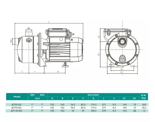 Відцентровий насос Shimge JET551G2 0.55 кВт, Нmax 38 м, Qmax 67 л/хв - фото 3
