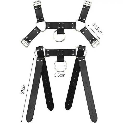 Мужская портупея с широкими ремешками и кольцами. - фото 5