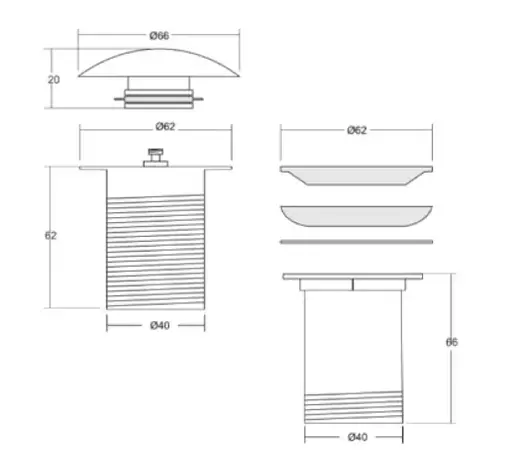 Донний клапан для раковини Kohlman click-clack Brushed Gold з переливом EGDB, Золотий - фото 2