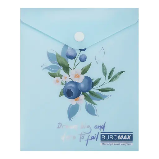 Папка-конверт А6 на кнопці BLUEBERRY ARABESKI аквамарин BM.3922-52 BUROMAX матовий напівпрозорий пластик (4823126816555) - фото 1