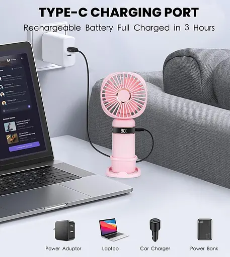 Ручной вентилятор 20+ часов работы USB 5 скоростей - фото 2