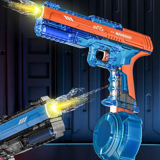 Водяний акумуляторний пістолет Water Gun 66-35 (500ml) with lithium battery Blue / Orange - фото 2