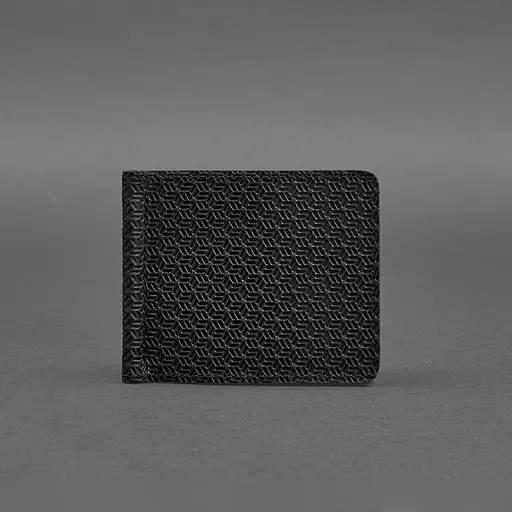 Мужской кожаный портмоне 1.0 зажим для денег черный Карбон - фото 6