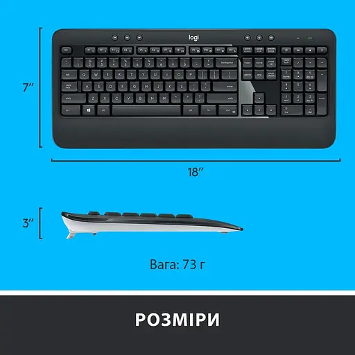 Комплект (клавиатура и мышь) Logitech MK540 Advanced Combo (920-008685) Wireless Black - фото 7