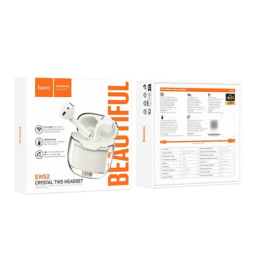 Навушники бездротові Hoco TWS EW52 вкладиші білий - фото 4