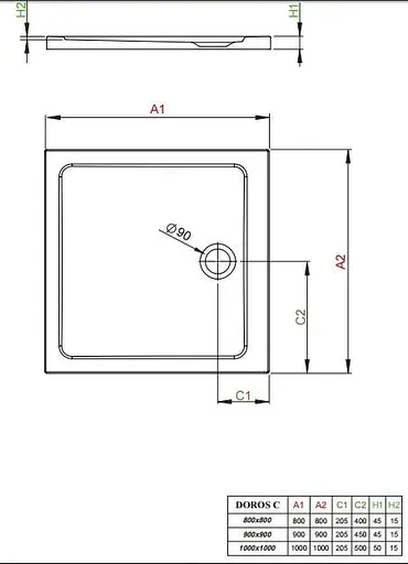 Душовий піддон Radaway Doros Plus C 90x90 SDRPC9090-01 - фото 5