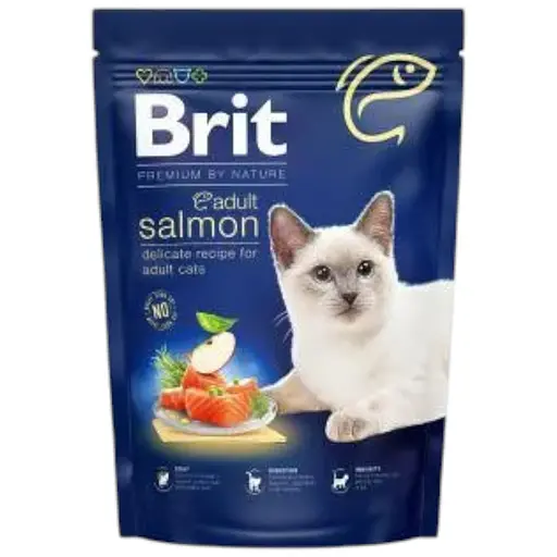 Сухий корм Brit Premium Cat by Nature Adult Salmon для кішок із лососем, 800 г