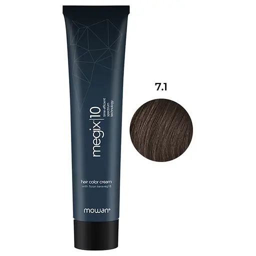 Профессиональная краска для волос с низким содержанием аммиака Megix10 Mowan 7.1 средний пепельный блонд 100 мл - фото 1