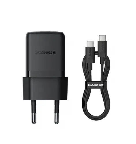 Сетевой адаптер Baseus Palm Fast Charger 1C 30 W + Cable Type-C to Type-C P10111605113-01 Черный - фото 1