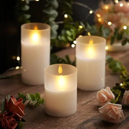 Мерехтливі свічки Amagic з прозорого скла з реалістичним полум'ям, що танцює, світлодіодні - фото 6