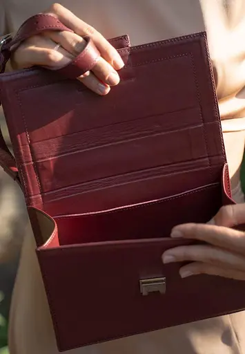 Жіноча шкіряна сумка Kelly бордова - фото 5