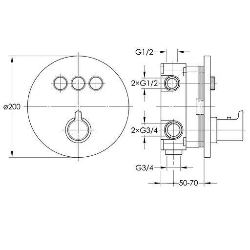 Душевая система скрытого монтажа Imprese Smart Click ZMK101901244, термостат с 2 функциями, хром - фото 3