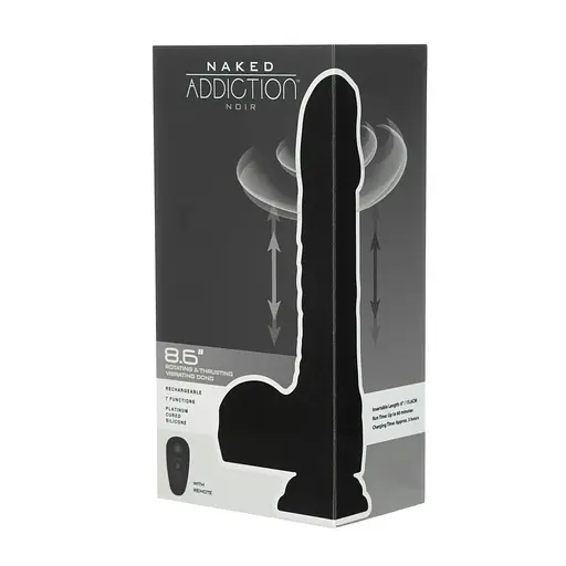 Фалоімітатор Naked Addiction – 8.6” Silicone Rotating & Thrusting Vibrating Dildo with Remote Black - фото 9
