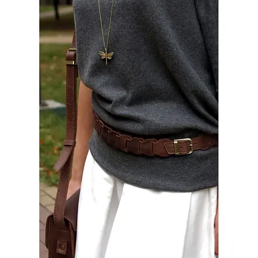 Женский кожаный бохо-ремень BlankNot Crazy Horse темно-коричневый  - фото 5
