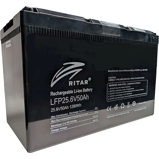 Акумулятор Ritar LiFePO4 24V (25.6V/50Ah/1280Wh) (LFP25.6V50AH G3) [152869] - фото 2
