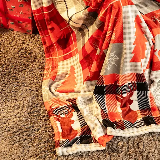 Плед Love You Скандинавські мотиви 150x200 см велсофт червоний/сірий (9116) - фото 4