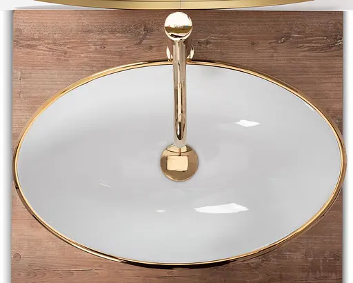 Умивальник Rea Pamela gold white накладний REA-U6345, Золотий - фото 5