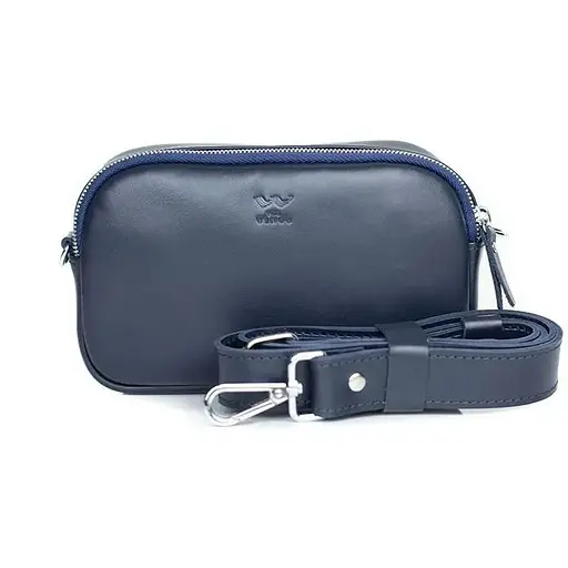 Шкіряна сумка поясна / кроссбоді Holly синя - фото 1