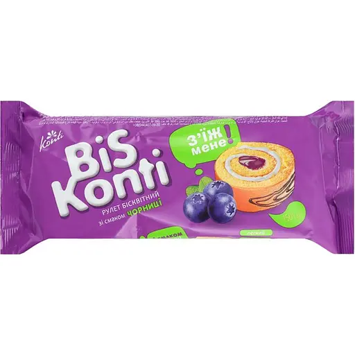 Рулет Konti BiSKonti зі смаком чорниці 150 г