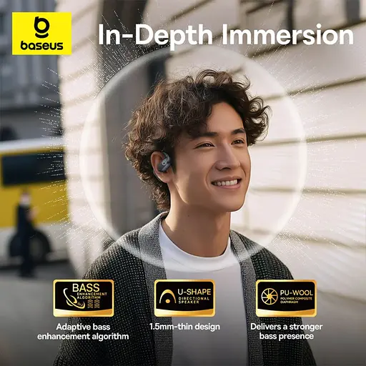 Наушники Baseus Eli 2i Fit Open-Ear TWS спортивные амбушюры для бега, тренажерного зала и езды на велосипеде – черные - фото 4