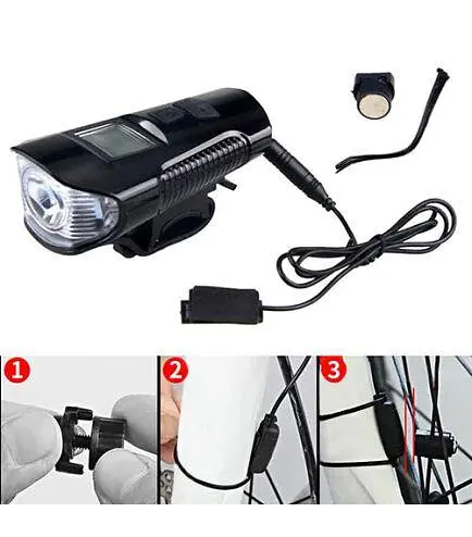 Вело фонарь + компьютер + звонок XA-585-T6+2LED micro USB встроенный аккумулятор (4 режима) - фото 5