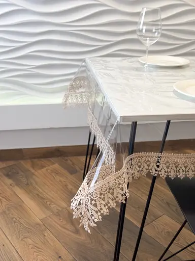 Силиконовая скатерть с кофейным кружевом 7 см 320х110 см - фото 10