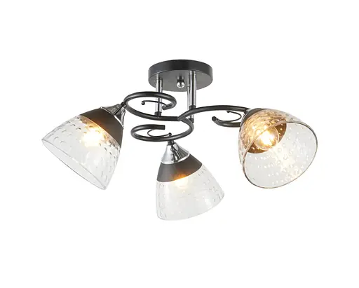 Люстра стельова на 3 плафони 6331-3 (Чорний+Хром)