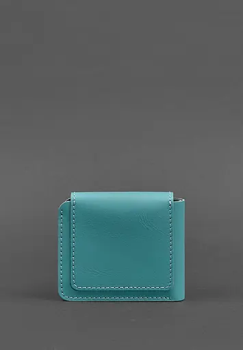 Кожаное портмоне 4.2 на кнопке бирюзовое - фото 5