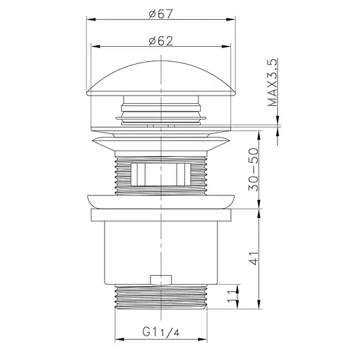 Донний клапан Frap F60-8, автомат, з білою керамічною кришкою, 1 1/4", білий/хром, Білий - фото 3