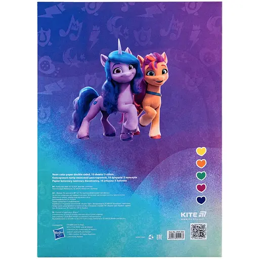 Бумага цветная Kite My Little Pony неоновая A4 10 листов 5 цветов (LP24-252) - фото 4